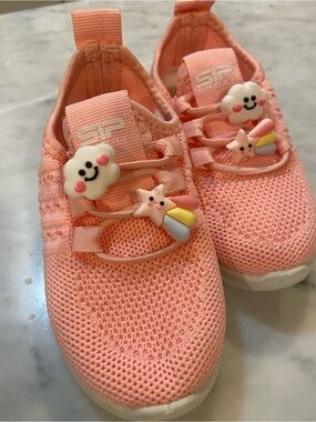 NWT Kids' Pink Mesh Sneakers with Cute Cloud & Star Charms